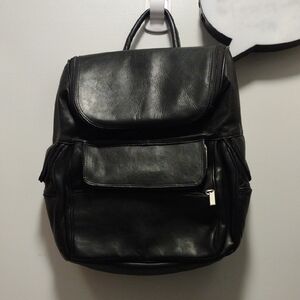 Black Leather Men's Backpack